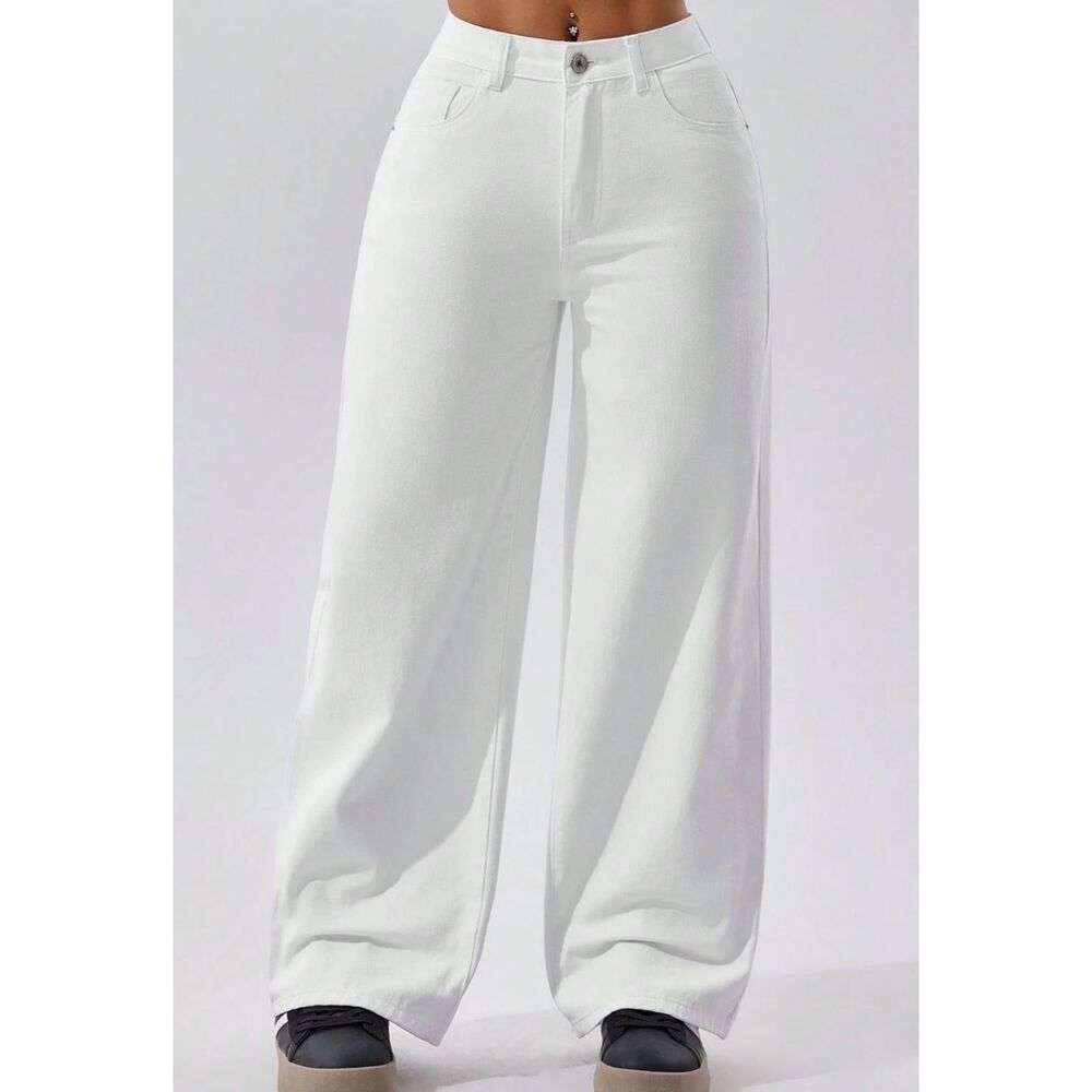 Women's Loose Fit Wide Leg Pocket Jeans Petite Small 4